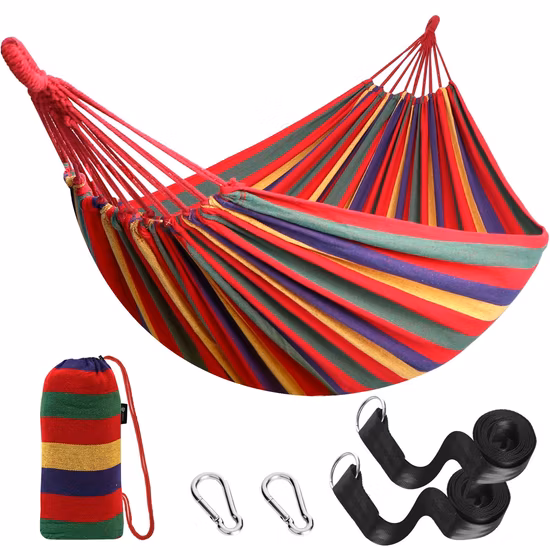 Sangles d'arbre de jardin en coton, tissu confortable suspendu, hamac Portable et Durable